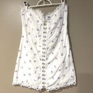 redberry corset embroidered lace floral mini sundress feminine coquette